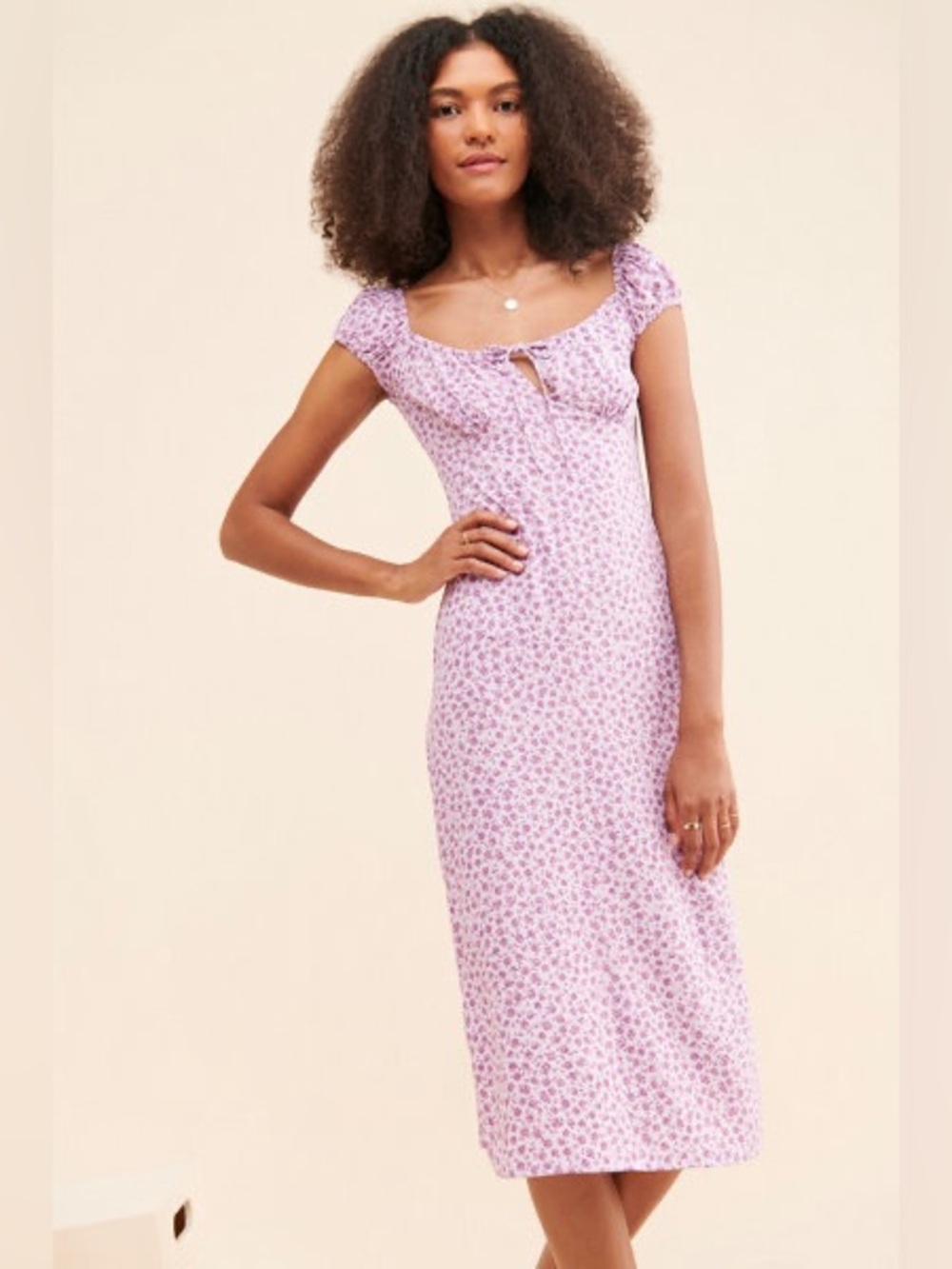 NWT MOTEL ROCKS Lona Dress in Ditsy Rose Lilac size L